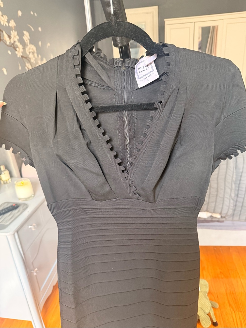 Hervé Léger by Max Azria Black Bandage V Neck Mini Dress